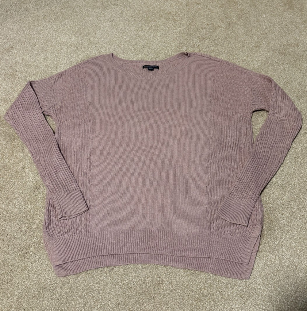 American Eagle Womens Tight Knit Sweater Crew Neck Mauve Pink, Sz M
